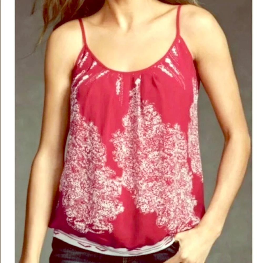 NWT CAbi Red Print Heart of CAbi Township Cami